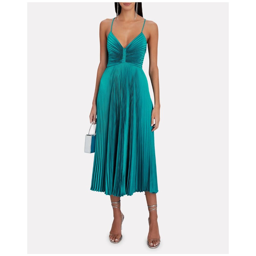 A.L.C. Gemini Pleated Cut-Out Midi-Dress